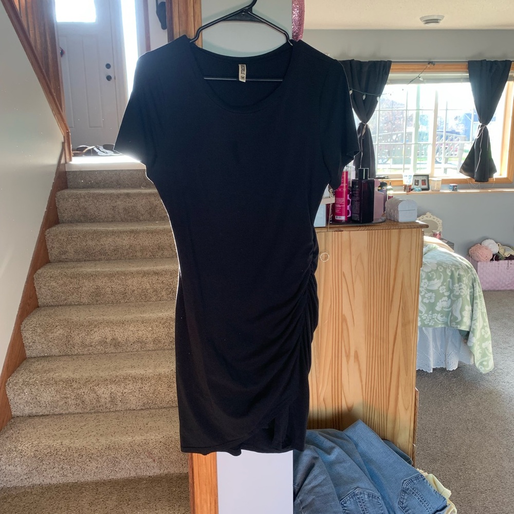 Black Ruched Bodycon Mini Dress